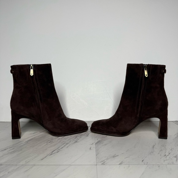 Sam Edelman Irie Brown Suede Square Toe Heeled Bootie 6 1/2 M - Picture 6 of 15
